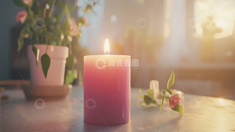 高清大图下载【趣麦麦图】粉色蜡烛