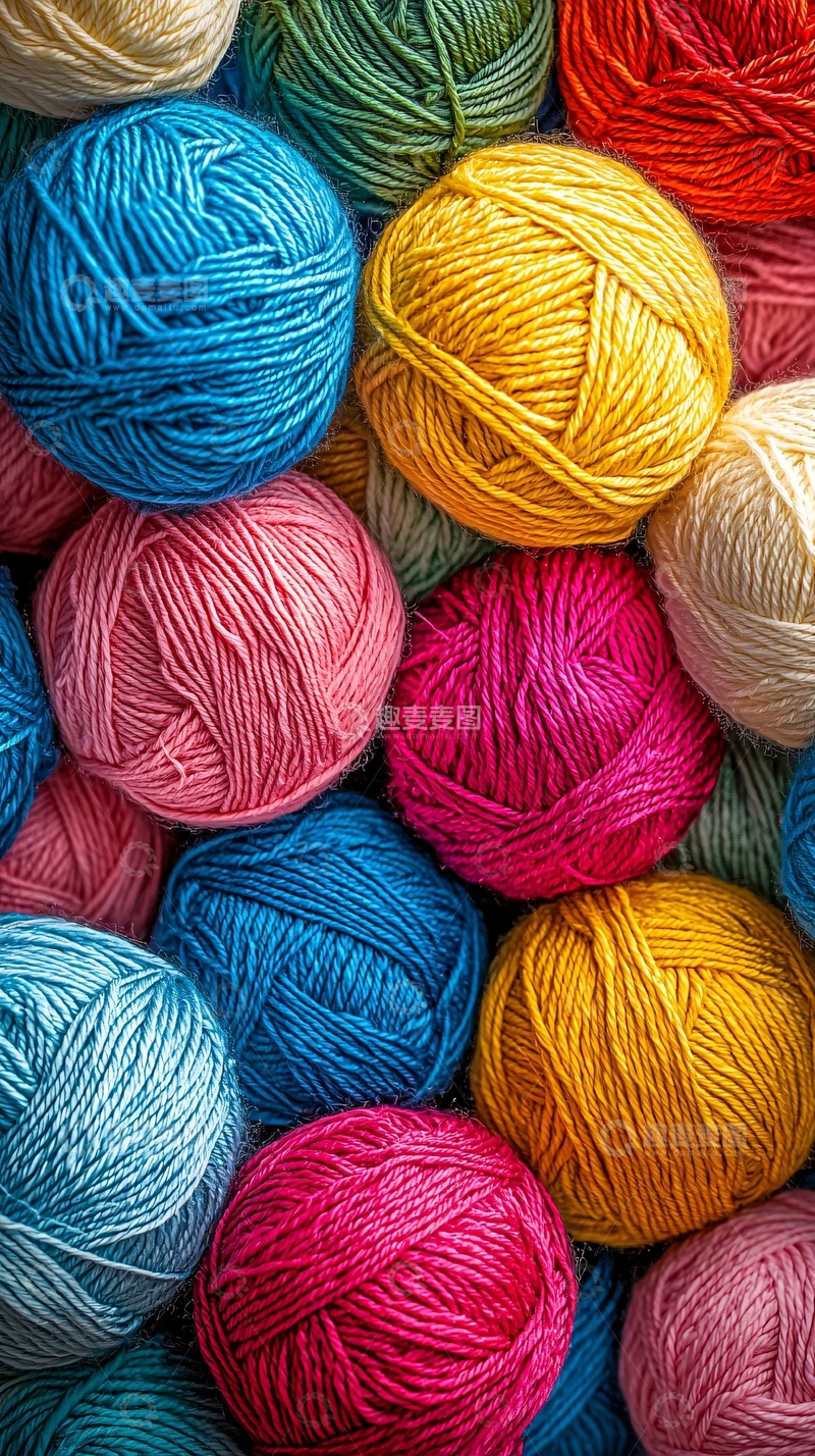 高清大图下载【趣麦麦图】彩色毛线球堆积