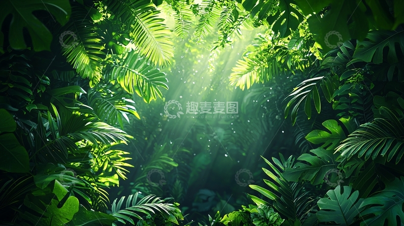 高清大图下载【趣麦麦图】热带雨林阳光穿透