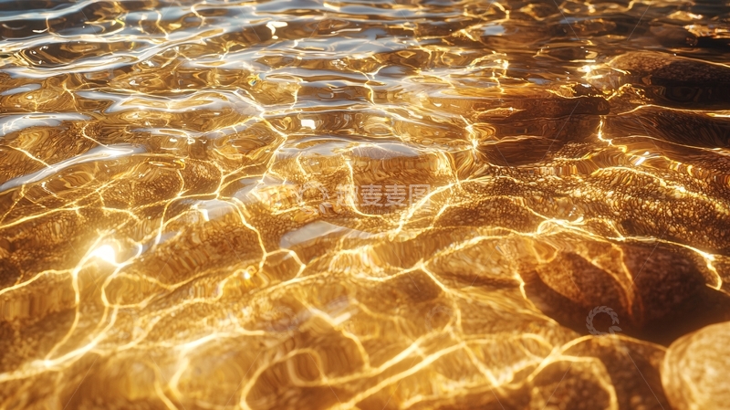 高清大图下载【趣麦麦图】波光粼粼的金色水面