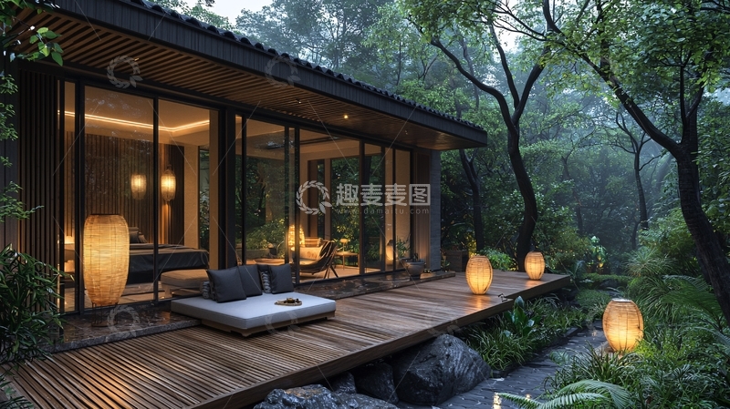 高清大图下载【趣麦麦图】林中现代小屋