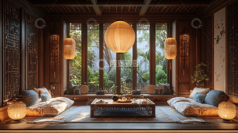 高清大图下载【趣麦麦图】中式禅意茶室