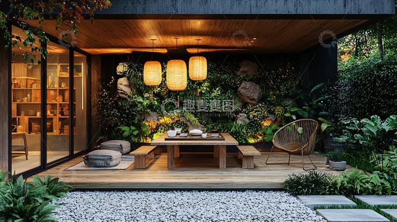 高清大图下载【趣麦麦图】日式庭院茶室