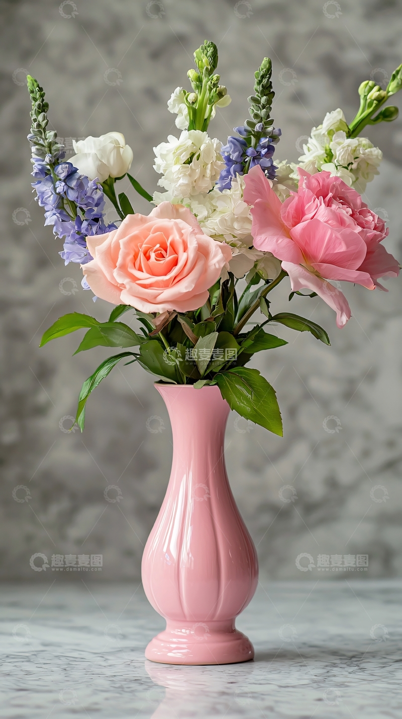 高清大图下载【趣麦麦图】粉色花瓶粉色花束