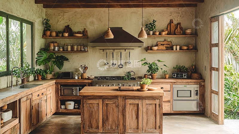 高清大图下载【趣麦麦图】原木厨房