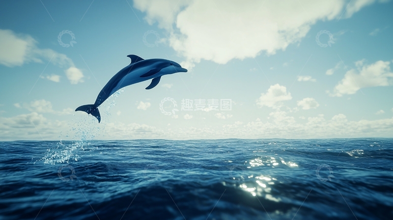 高清大图下载【趣麦麦图】海豚跃出海面