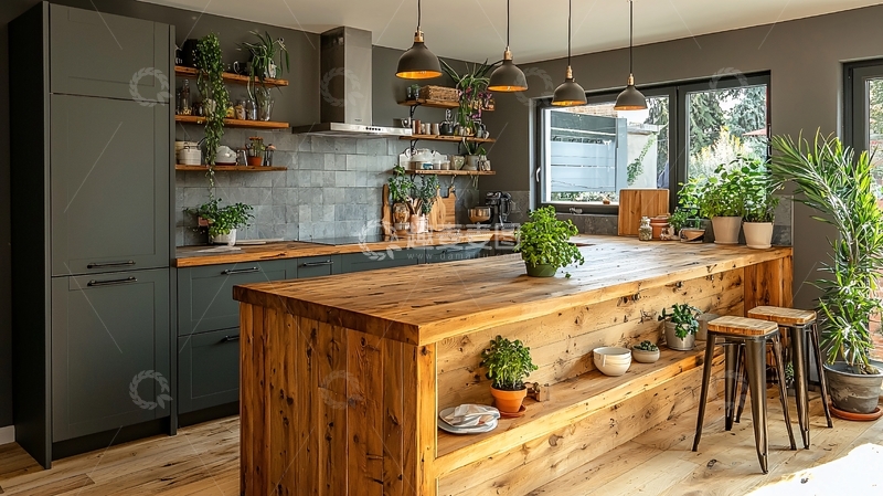 高清大图下载【趣麦麦图】现代乡村风厨房