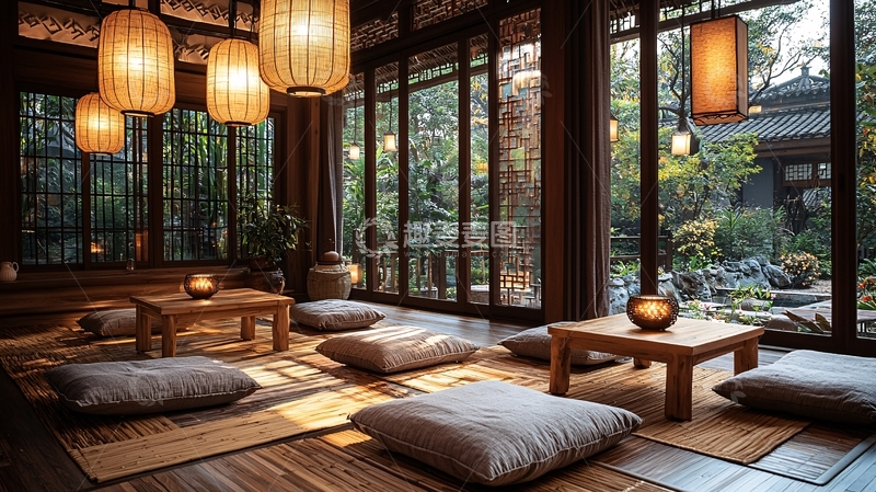 高清大图下载【趣麦麦图】日式茶室榻榻米