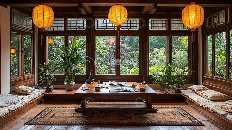 高清大图下载【趣麦麦图】中式庭院阳光房