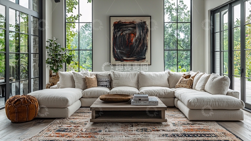 高清大图下载【趣麦麦图】舒适米色沙发客厅