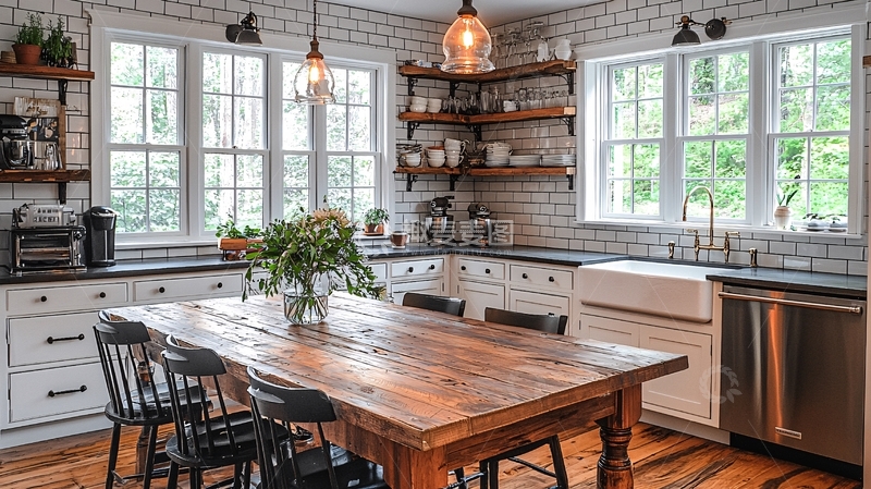 高清大图下载【趣麦麦图】乡村风格厨房全景