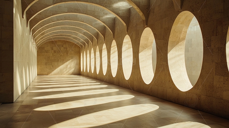 高清大图下载【趣麦麦图】拱形走廊光影