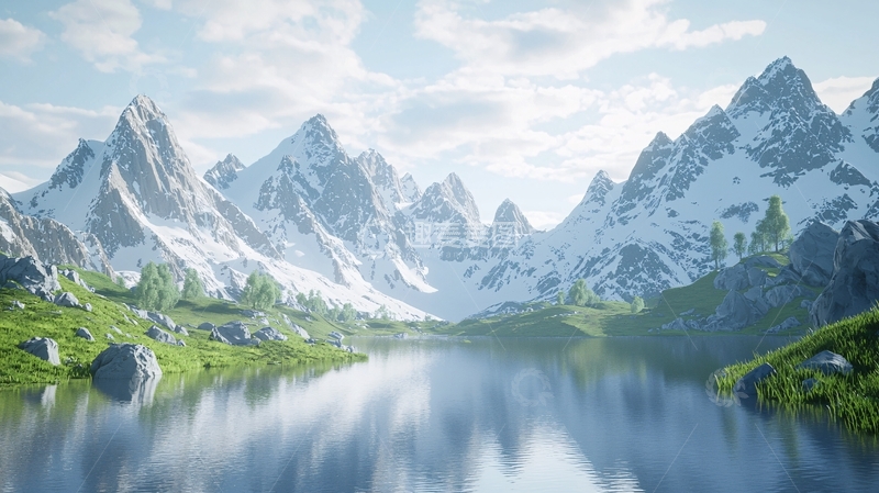 高清大图下载【趣麦麦图】雪山湖泊风景