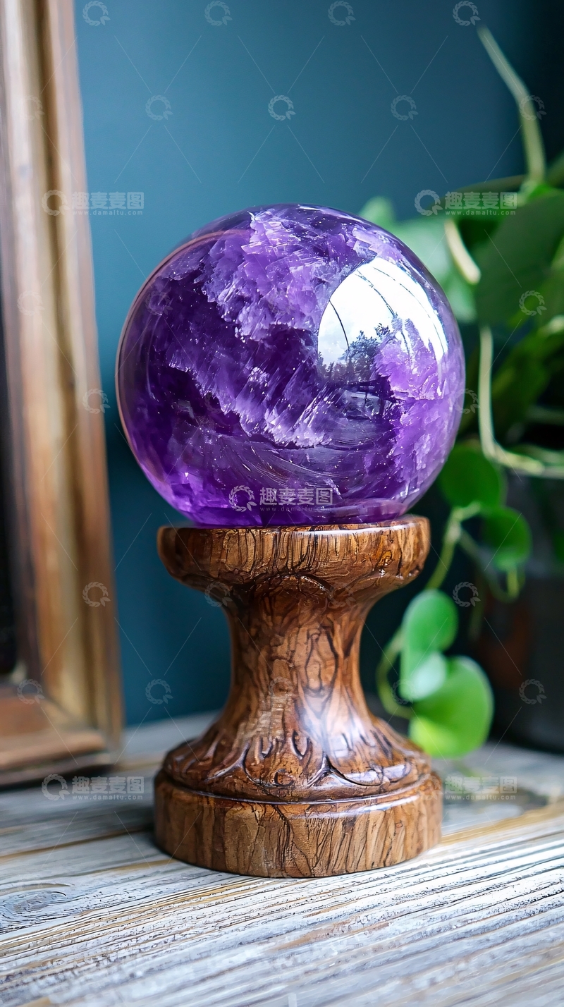 高清大图下载【趣麦麦图】紫水晶球摆件