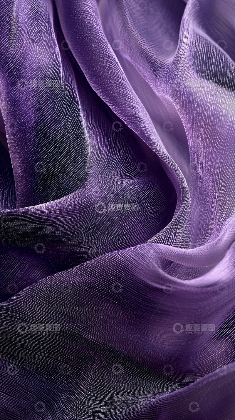 高清大图下载【趣麦麦图】紫色丝绸褶皱质感
