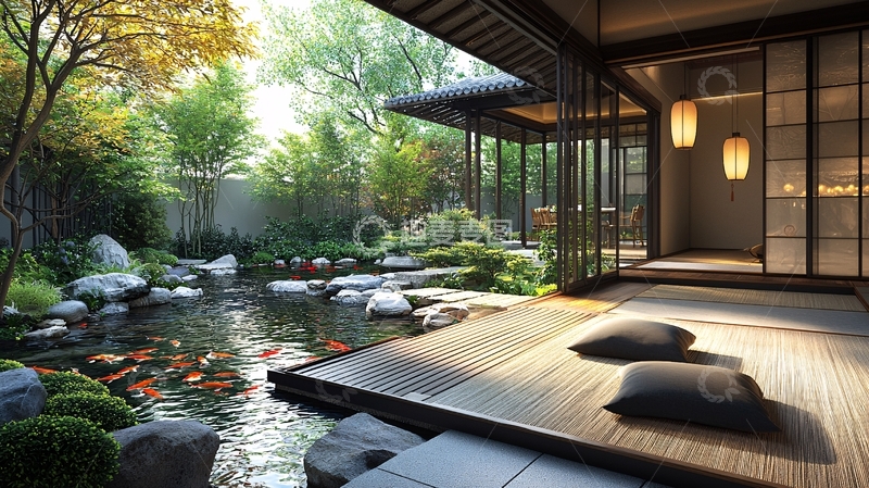 高清大图下载【趣麦麦图】日式庭院与室内融合