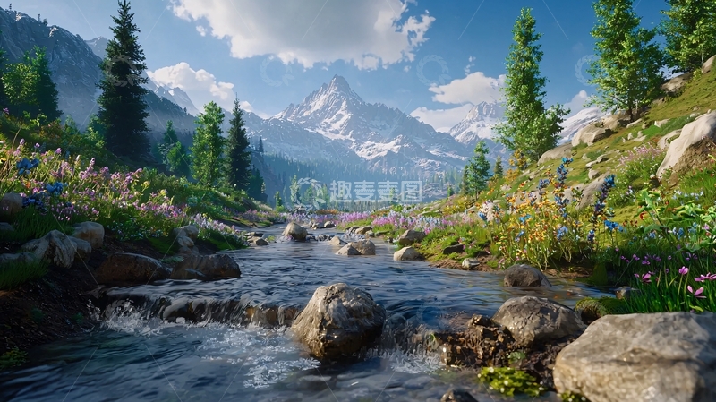 高清大图下载【趣麦麦图】山间溪流