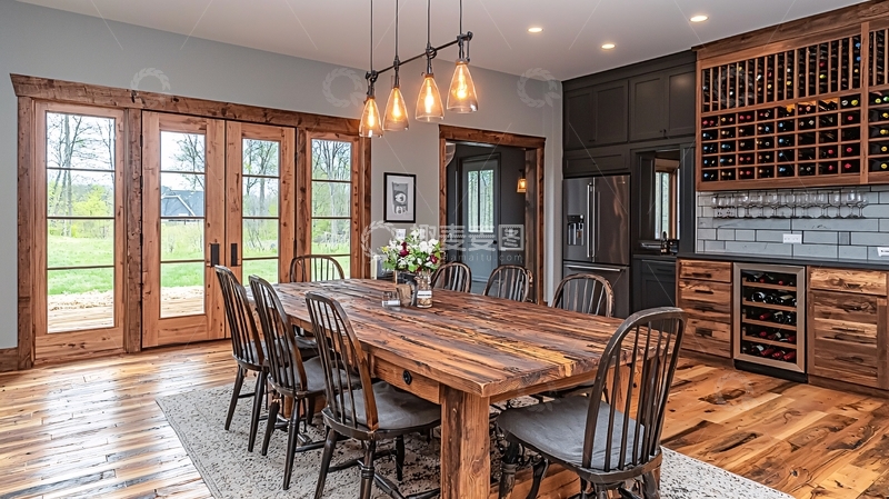 高清大图下载【趣麦麦图】木质乡村风餐厅室内
