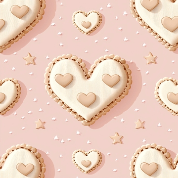 粉色背景爱心饼干