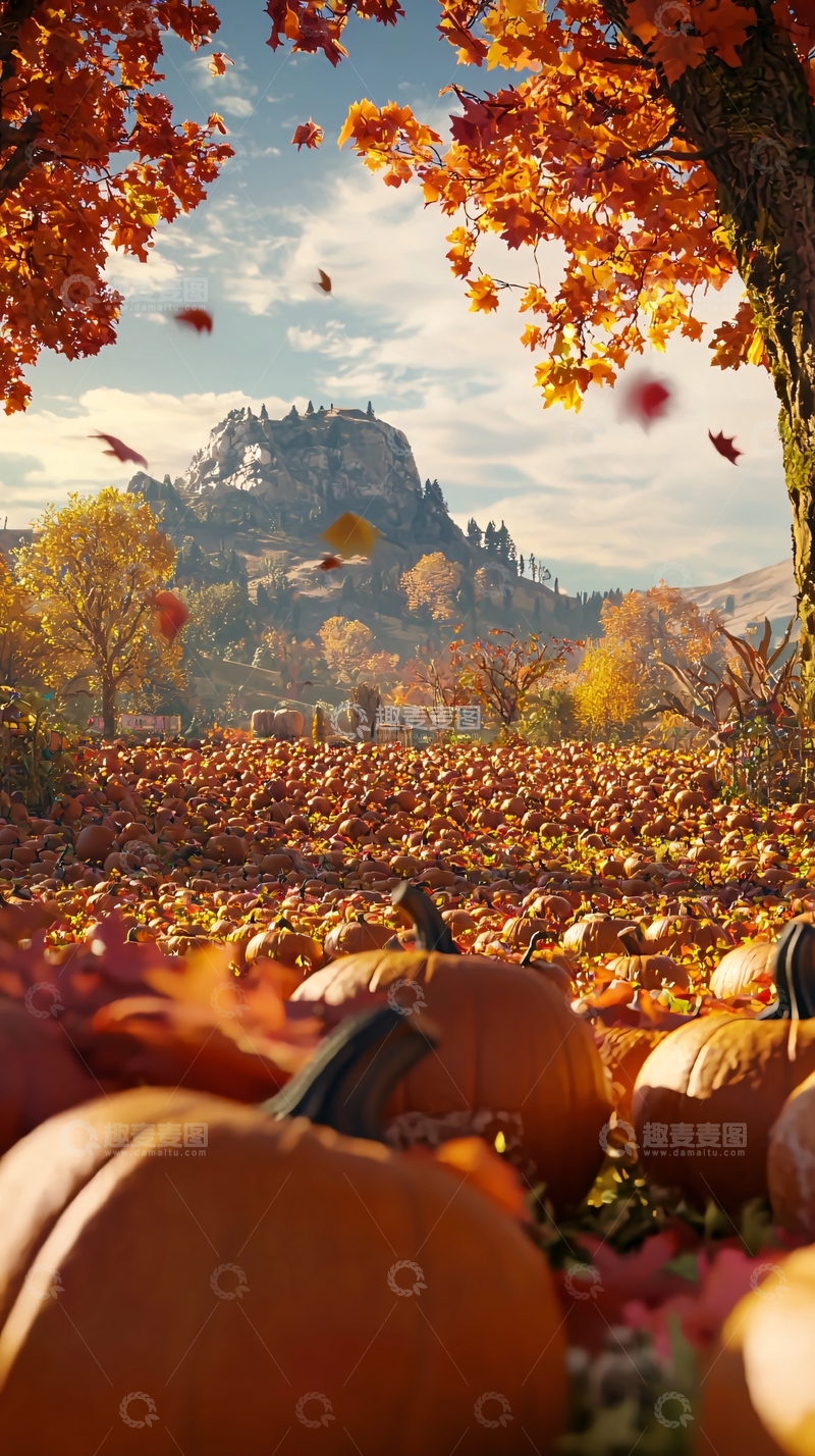 高清大图下载【趣麦麦图】秋日南瓜田