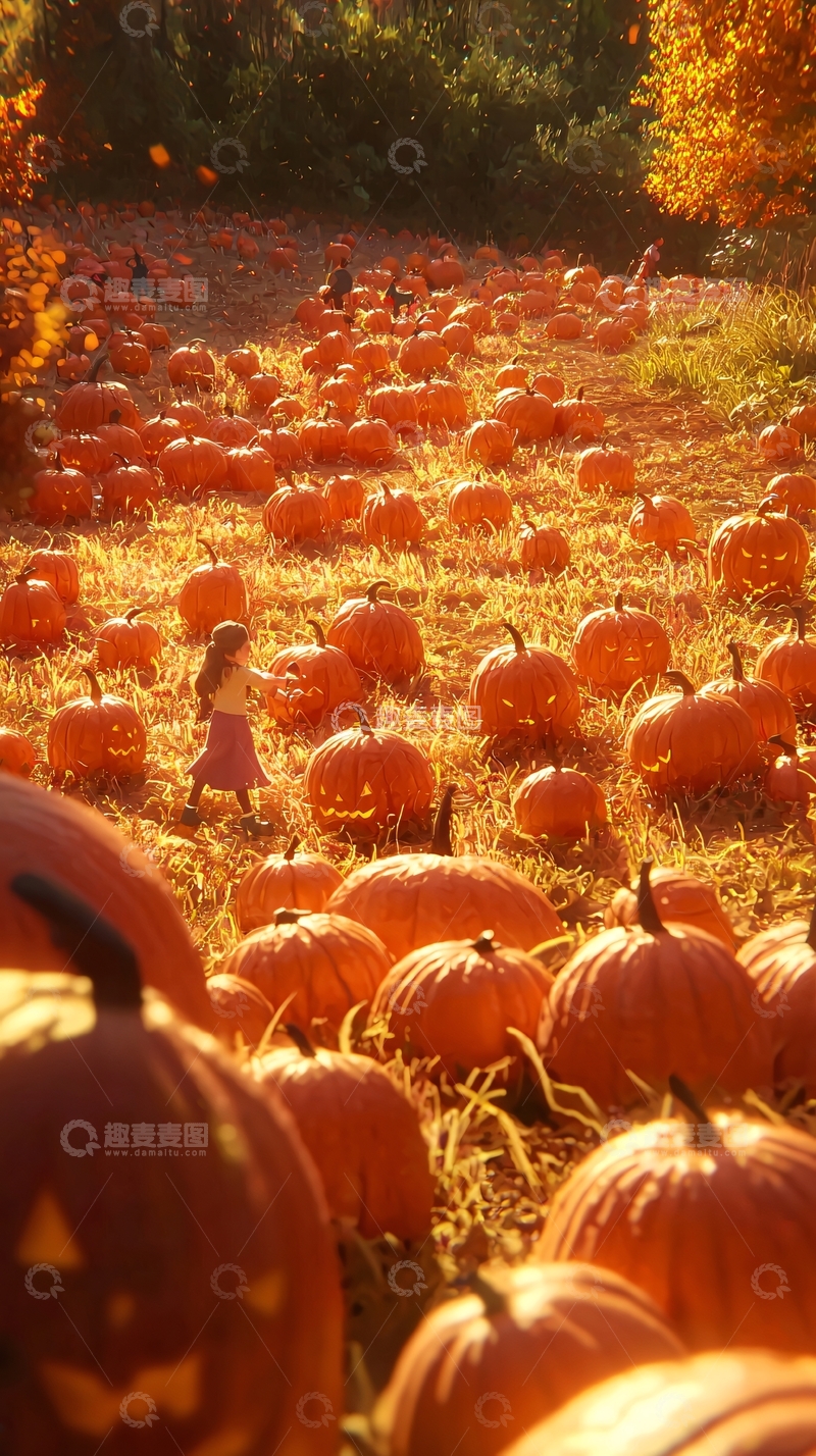 高清大图下载【趣麦麦图】秋季南瓜田