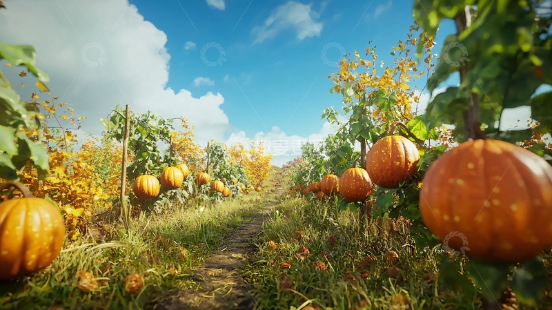 高清大图下载【趣麦麦图】秋日南瓜田园风光