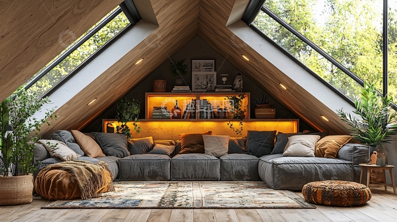 高清大图下载【趣麦麦图】阁楼客厅采光好