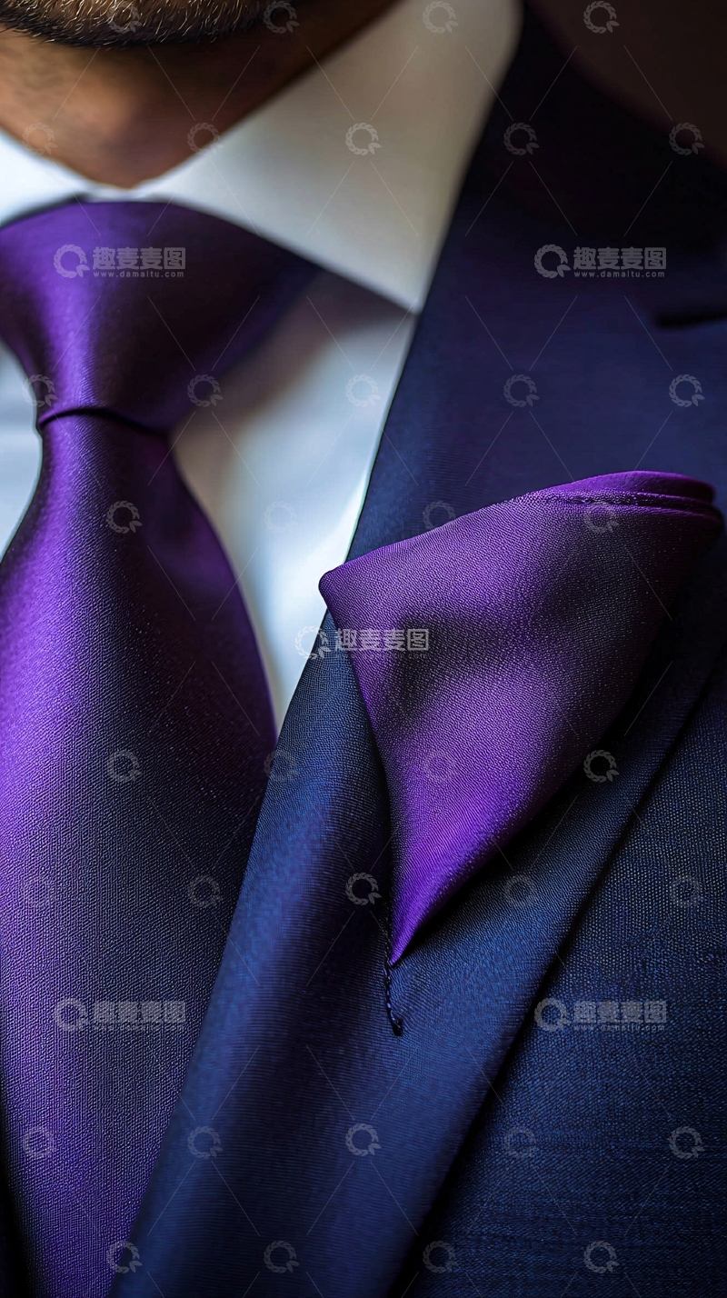 高清大图下载【趣麦麦图】男士紫色领带西装
