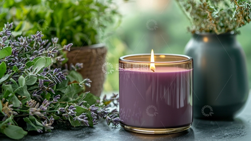高清大图下载【趣麦麦图】薰衣草香氛蜡烛