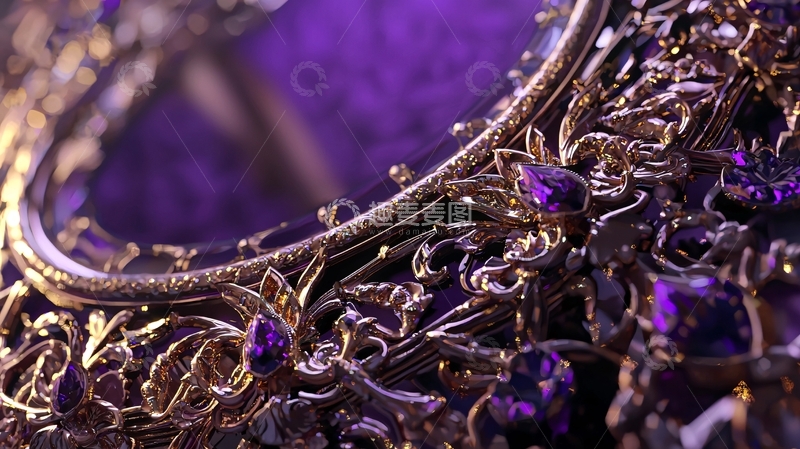 高清大图下载【趣麦麦图】紫色宝石金色边框