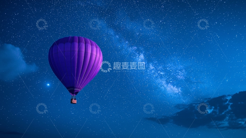 高清大图下载【趣麦麦图】紫色热气球