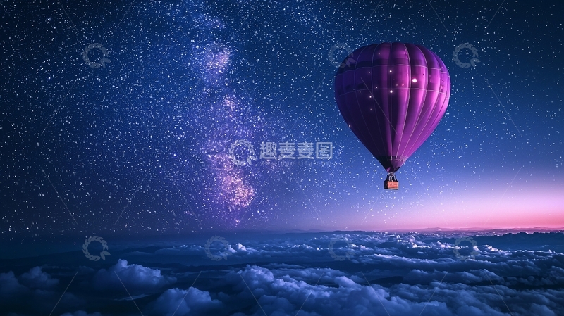 高清大图下载【趣麦麦图】星空热气球