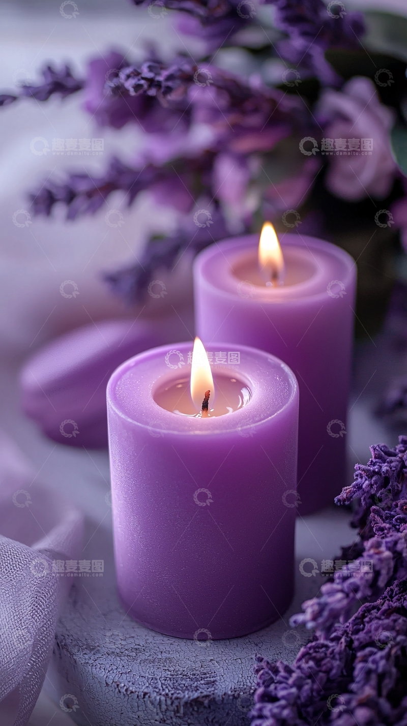 高清大图下载【趣麦麦图】薰衣草香氛蜡烛