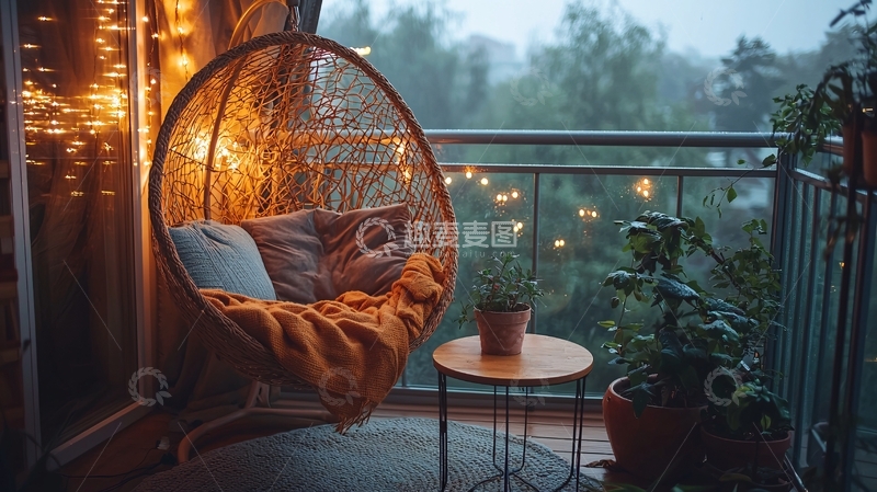 高清大图下载【趣麦麦图】阳台吊椅