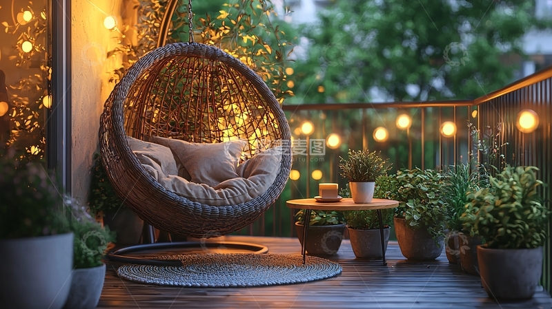 高清大图下载【趣麦麦图】阳台夜景