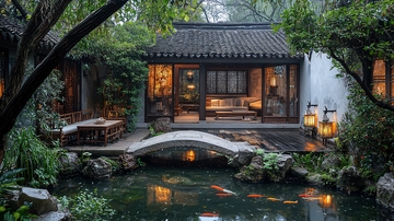 中国传统庭院一角