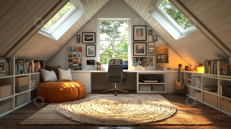 高清大图下载【趣麦麦图】阁楼书房设计
