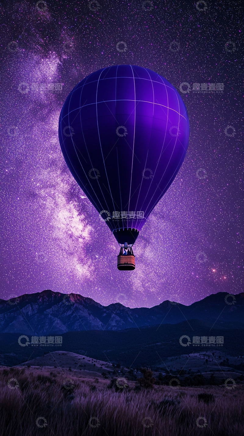 高清大图下载【趣麦麦图】紫色热气球