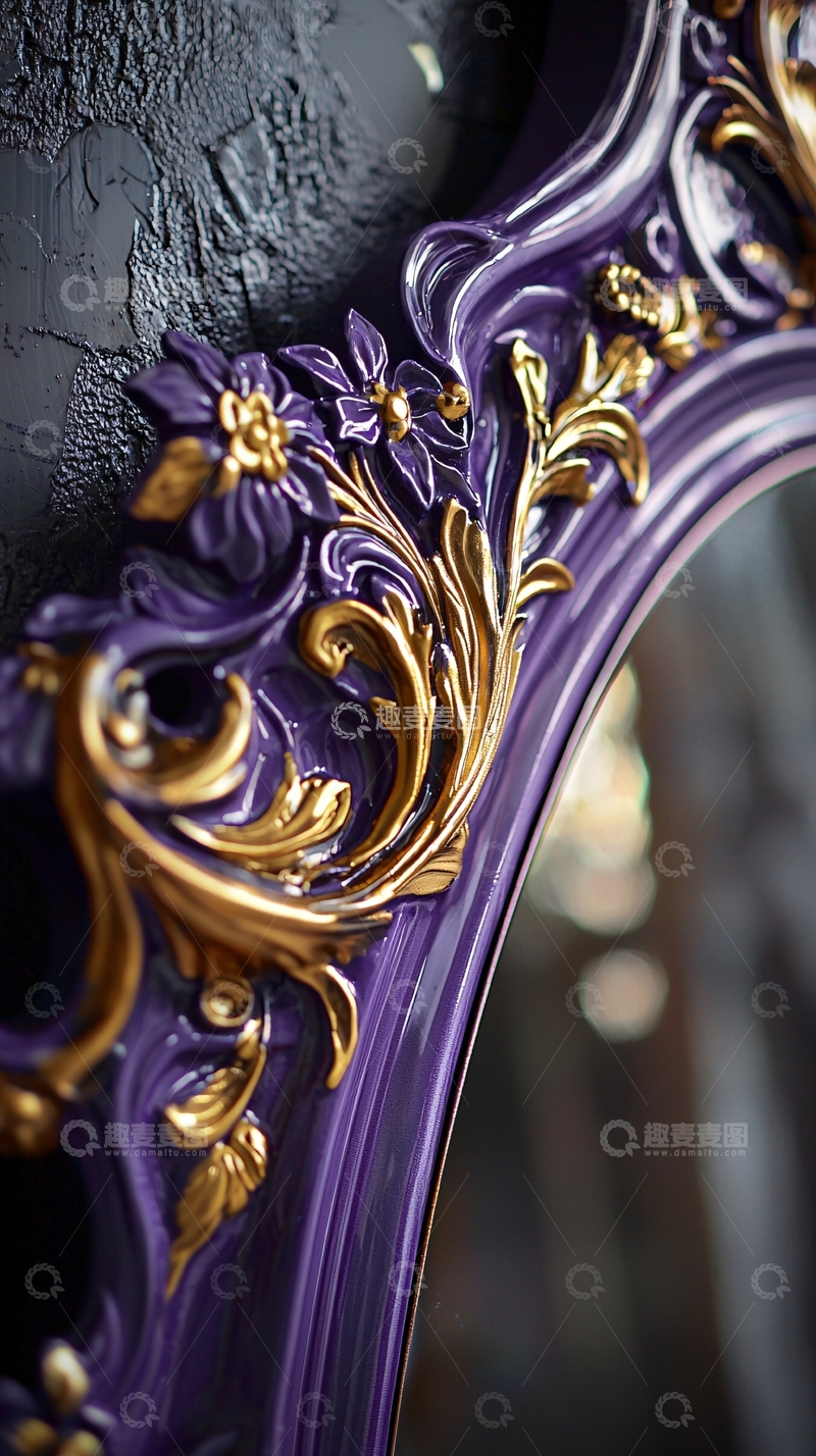 高清大图下载【趣麦麦图】紫色金色雕花镜框