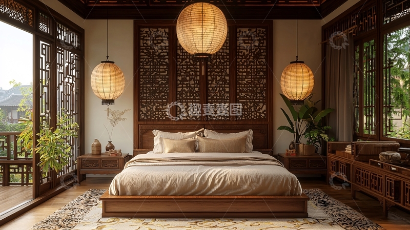 高清大图下载【趣麦麦图】-中式卧室设计