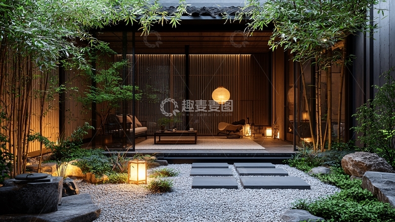 高清大图下载【趣麦麦图】日式庭院禅意空间