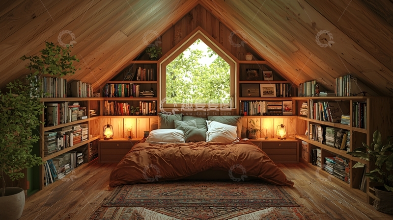 高清大图下载【趣麦麦图】温馨阁楼卧室