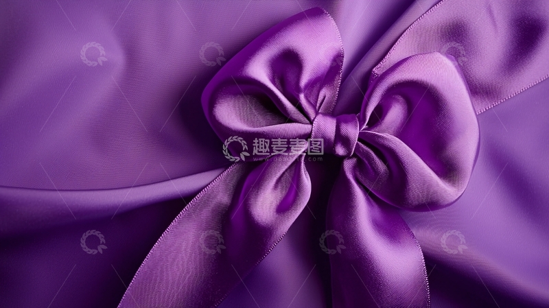 高清大图下载【趣麦麦图】紫色丝绸缎带蝴蝶结