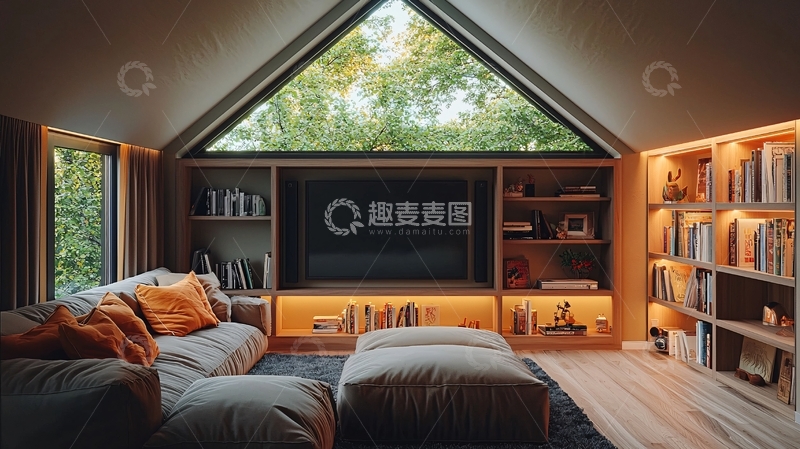 高清大图下载【趣麦麦图】阁楼客厅