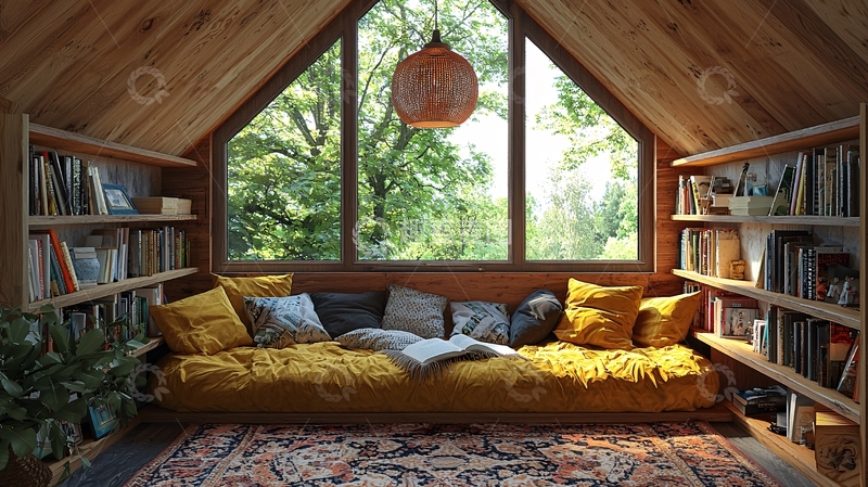 高清大图下载【趣麦麦图】舒适阁楼阅读角