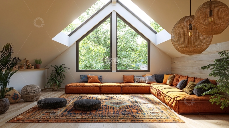 高清大图下载【趣麦麦图】阳光洒满阁楼休闲区