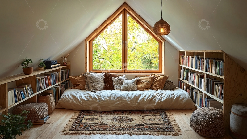 高清大图下载【趣麦麦图】阁楼舒适阅读角