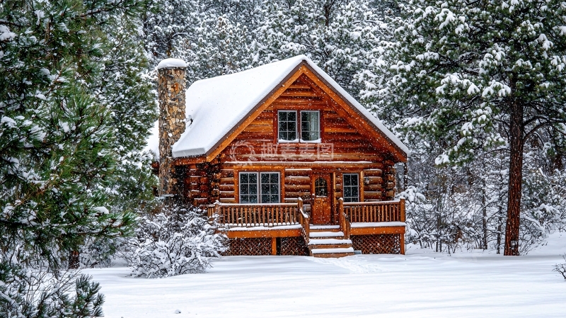 高清大图下载【趣麦麦图】雪中木屋