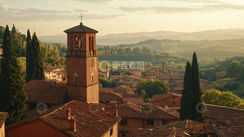 高清大图下载【趣麦麦图】意大利乡村日落