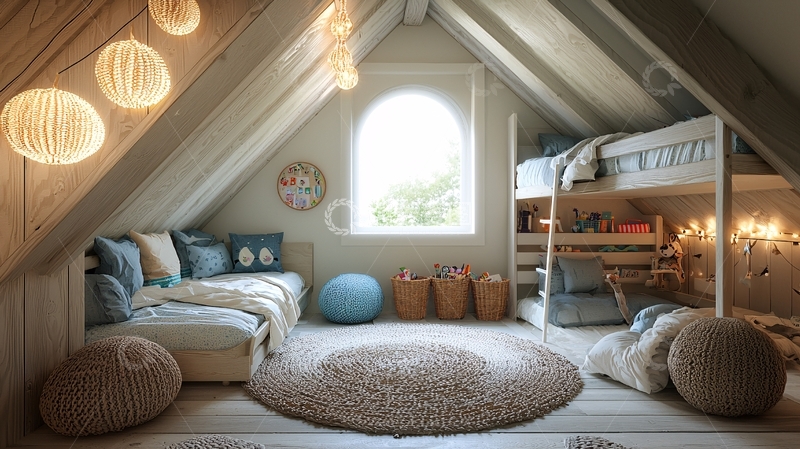 高清大图下载【趣麦麦图】阁楼儿童房温馨设计